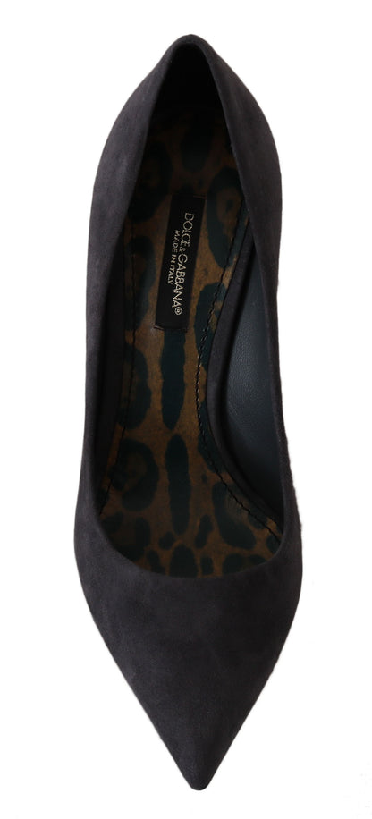 Dolce &amp; Gabbana Gray Suede Leather Stiletto Shoes Heels