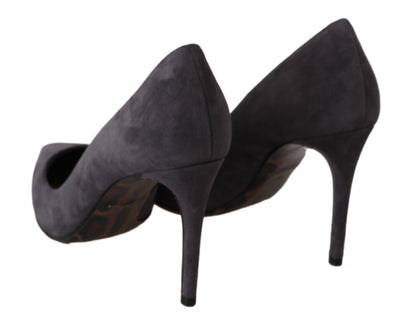 Dolce &amp; Gabbana Gray Suede Leather Stiletto Shoes Heels