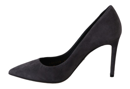 Dolce &amp; Gabbana Gray Suede Leather Stiletto Shoes Heels
