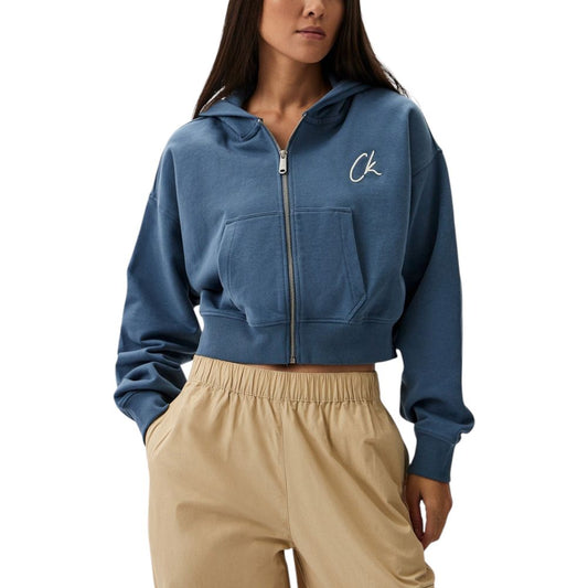 Calvin Klein Jeans – Hellblauer Kapuzenpullover aus Baumwolle