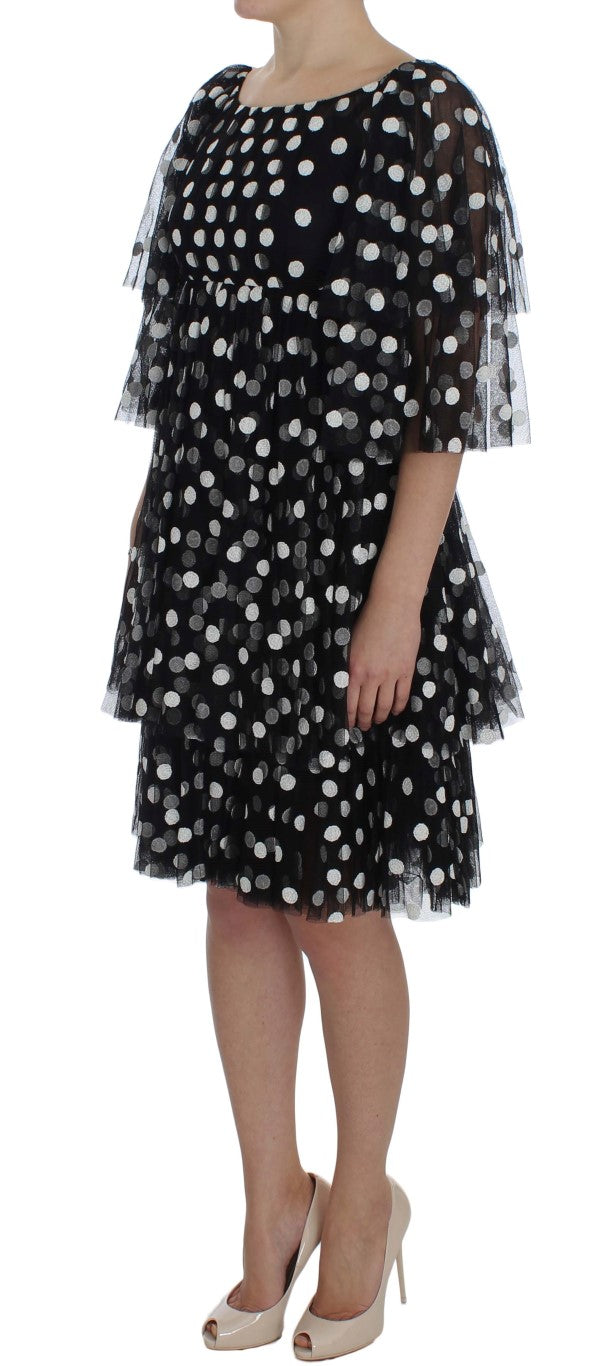Dolce &amp; Gabbana – Schwarz-weiß gepunktetes Rüschenkleid