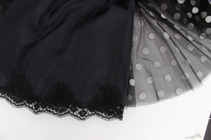 Dolce &amp; Gabbana – Schwarz-weiß gepunktetes Rüschenkleid