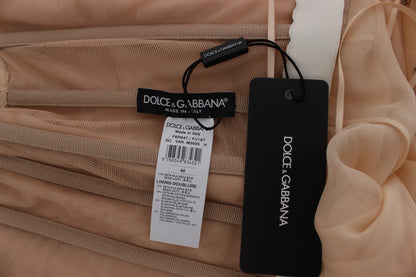 Dolce &amp; Gabbana – Beiges Ballkleid aus Seide in voller Länge