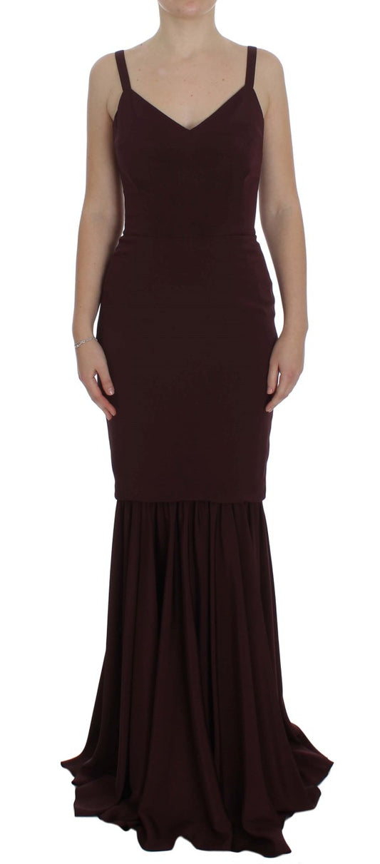 Dolce &amp; Gabbana Bordeaux Stretch-Etuikleid in voller Länge