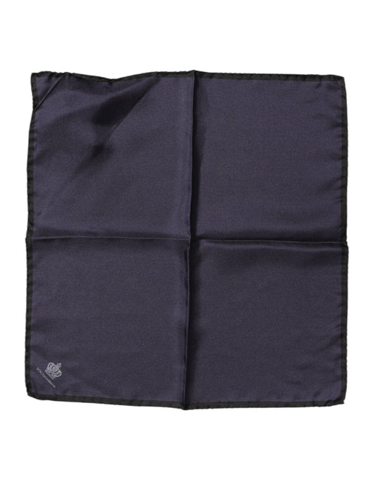 Dolce &amp; Gabbana Blauer quadratischer Foulard aus Seide mit DG-Krone für Herren