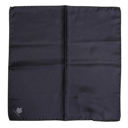 Dolce &amp; Gabbana Blauer quadratischer Foulard aus Seide mit DG-Krone für Herren
