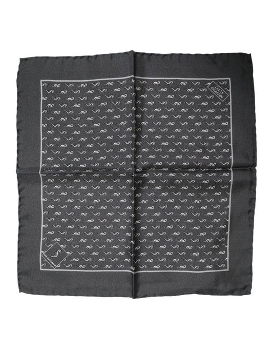 Dolce &amp; Gabbana – Quadratischer Seidenschal mit schwarzem Fischdruck für Herren