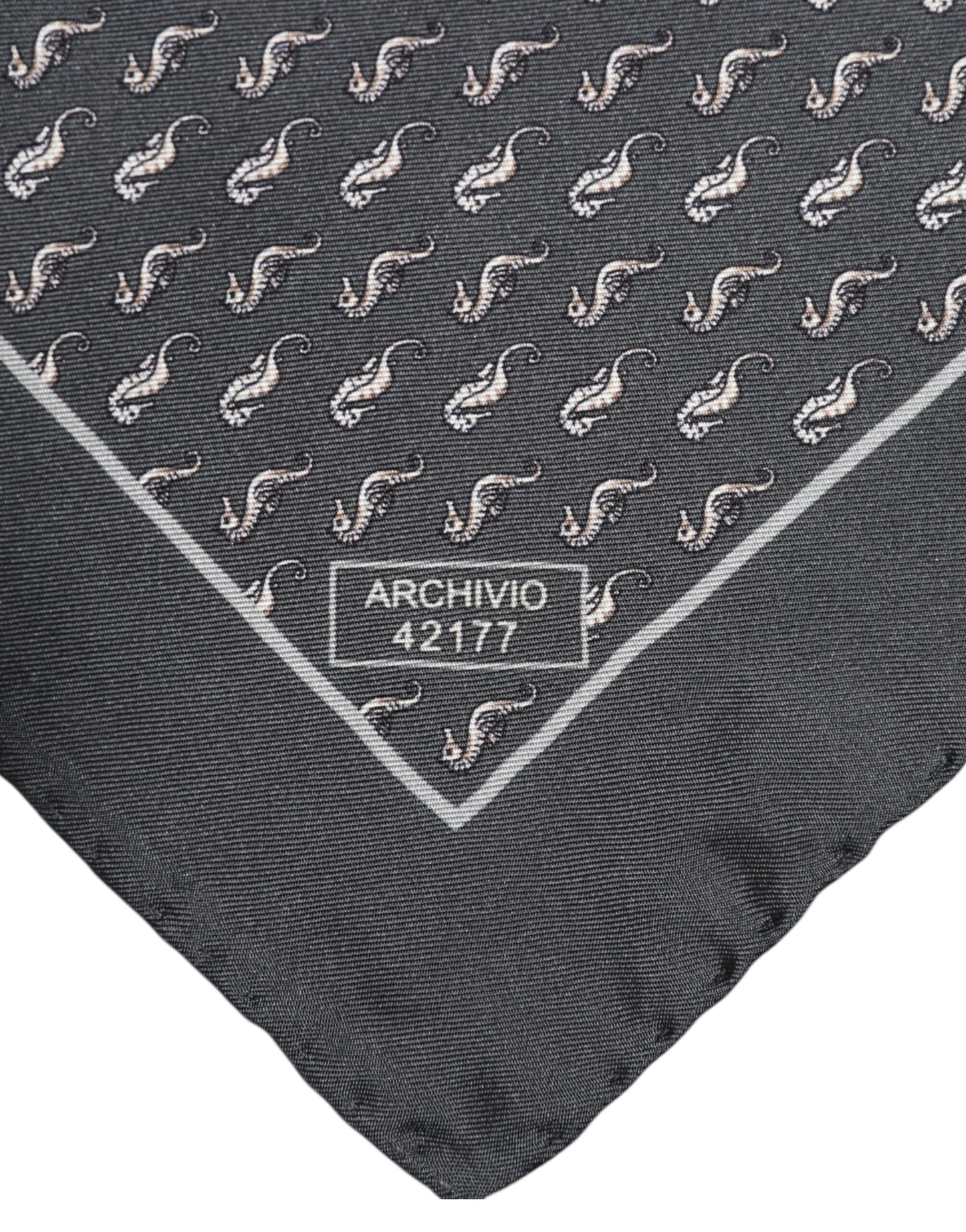 Dolce &amp; Gabbana Black Fish Print Silk Square Men Foulard Scarf