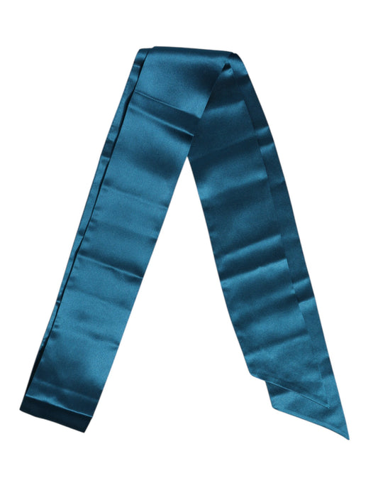 Dolce &amp; Gabbana – Schmaler Foulard-Wickelschal aus blauer Satinseide
