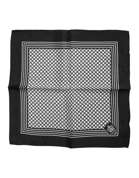 Dolce &amp; Gabbana Schwarz-Weiß gemusterter quadratischer Herren-Foulardschal