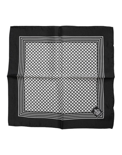 Dolce &amp; Gabbana Schwarz-Weiß gemusterter quadratischer Herren-Foulardschal