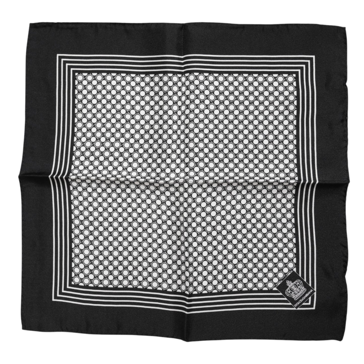 Dolce &amp; Gabbana Schwarz-Weiß gemusterter quadratischer Herren-Foulardschal