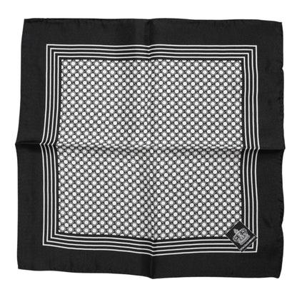 Dolce &amp; Gabbana Schwarz-Weiß gemusterter quadratischer Herren-Foulardschal