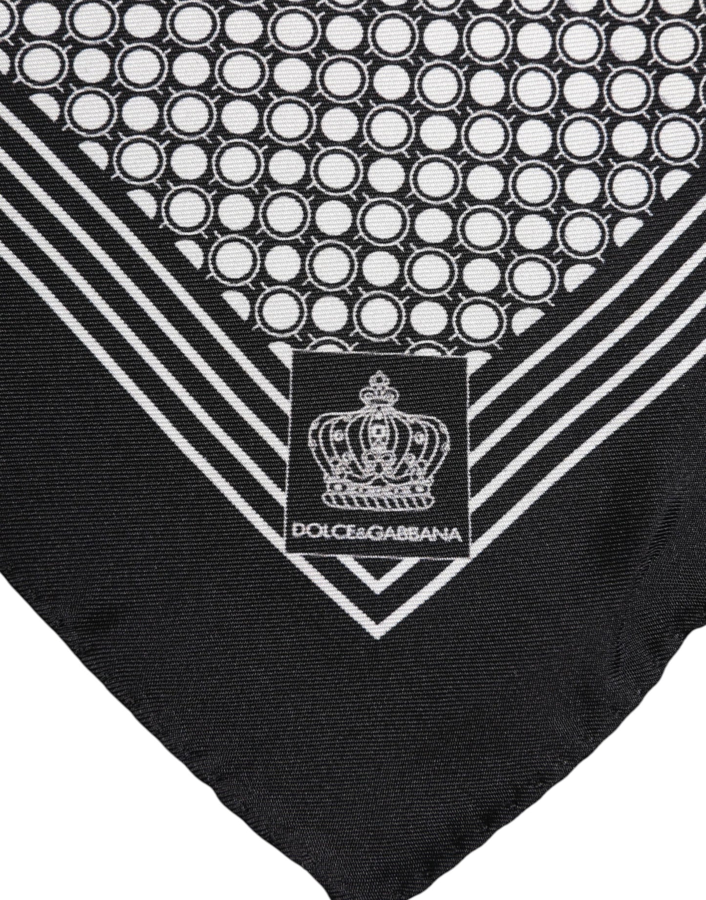 Dolce &amp; Gabbana Schwarz-Weiß gemusterter quadratischer Herren-Foulardschal