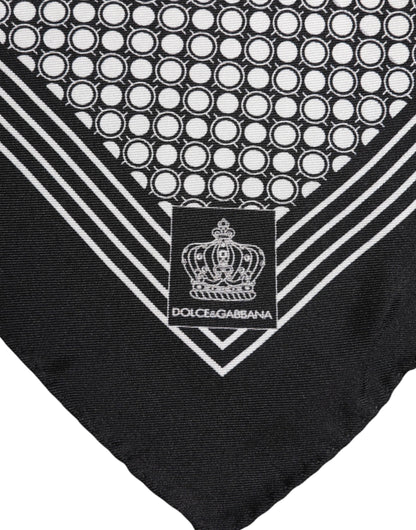 Dolce &amp; Gabbana Schwarz-Weiß gemusterter quadratischer Herren-Foulardschal
