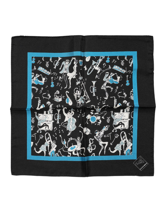Dolce &amp; Gabbana – Schwarzer Jazz Club – Quadratischer Seidenschal für Herren