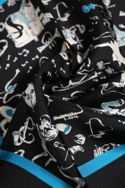 Dolce & Gabbana Black Jazz Club Silk Square Men Foulard Scarf