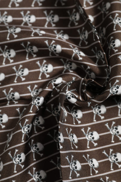 Dolce &amp; Gabbana Brauner quadratischer Seidenschal mit Totenkopf-Motiv für Herren