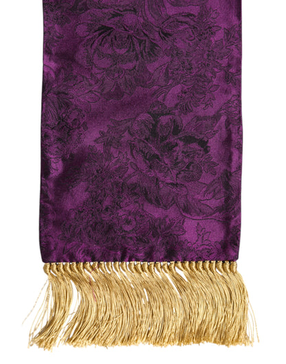 Dolce &amp; Gabbana Lila Seidenfransen Kreuz Herren Foulard Schal
