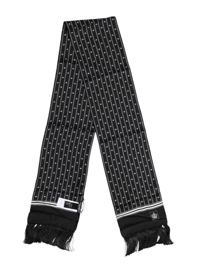 Dolce &amp; Gabbana Schwarzer Seidenschal mit Fransen
