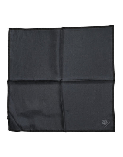 Dolce &amp; Gabbana Dunkelgrauer quadratischer Foulard aus Seide mit DG-Krone