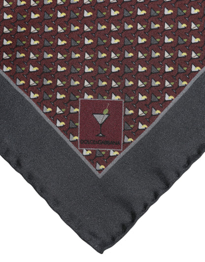 Dolce &amp; Gabbana – Kastanienbrauner quadratischer Foulard aus Cocktailseide