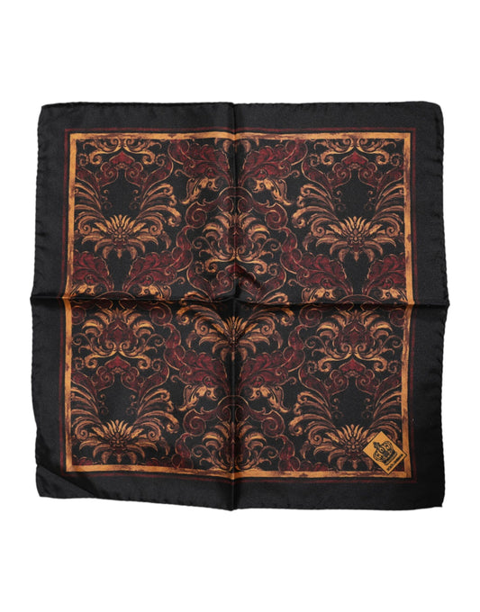Dolce &amp; Gabbana – Schwarzer quadratischer Foulard aus Seide mit Blumenmuster für Herren