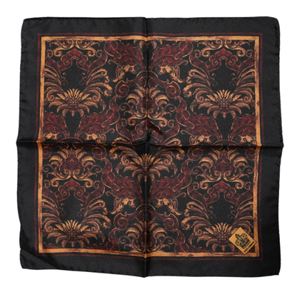 Dolce &amp; Gabbana – Schwarzer quadratischer Foulard aus Seide mit Blumenmuster für Herren
