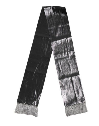 Dolce &amp; Gabbana – Foulard-Schal aus Seide mit Fransen in Metallic-Grau