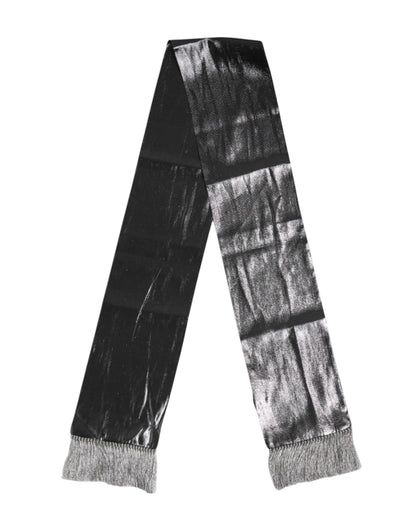 Dolce &amp; Gabbana – Foulard-Schal aus Seide mit Fransen in Metallic-Grau