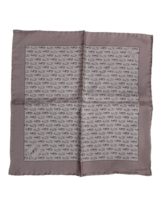 Dolce &amp; Gabbana – Quadratischer Foulard aus Seide mit Seepferdchenmuster in Braun