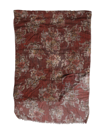 Dolce &amp; Gabbana – Kastanienbrauner Halswärmer-Foulardschal mit Blumenmuster