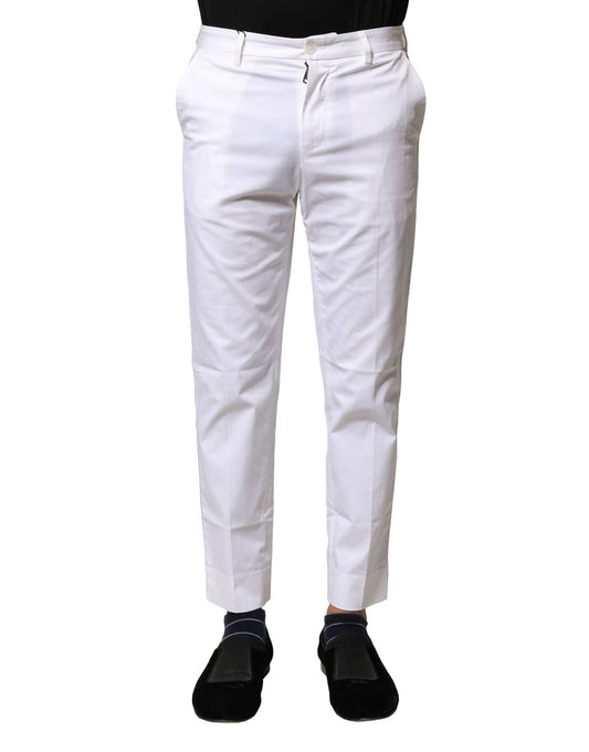 Dolce &amp; Gabbana Weiße, gerade geschnittene Hose aus Baumwolle mit Logo für Herren