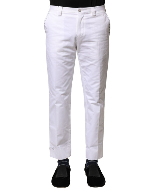 Dolce &amp; Gabbana Weiße, gerade geschnittene Hose aus Baumwolle mit Logo für Herren