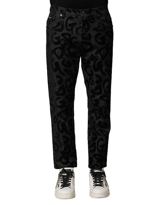 Dolce &amp; Gabbana Graue, gerade geschnittene Jeans aus Baumwolle mit DG-Logo für Herren