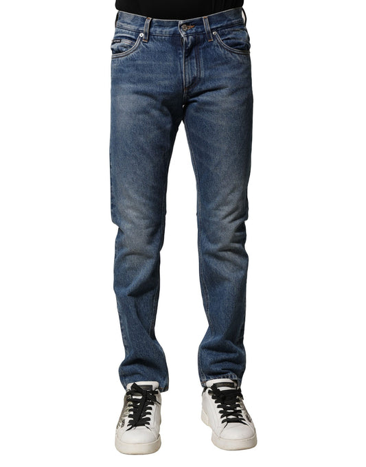 Dolce &amp; Gabbana Blaue Slim Fit-Jeans aus Baumwollstretch für Herren