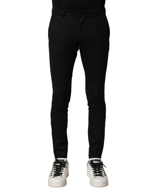 Dolce &amp; Gabbana Schwarze Herren-Skinny-Hose aus Wolle mit mittlerer Taille