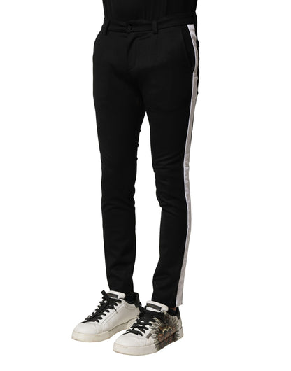 Dolce &amp; Gabbana Schwarze Herren-Skinny-Hose aus Wolle mit mittlerer Taille