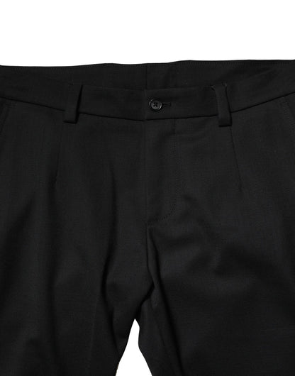 Dolce &amp; Gabbana Schwarze Herren-Skinny-Hose aus Wolle mit mittlerer Taille