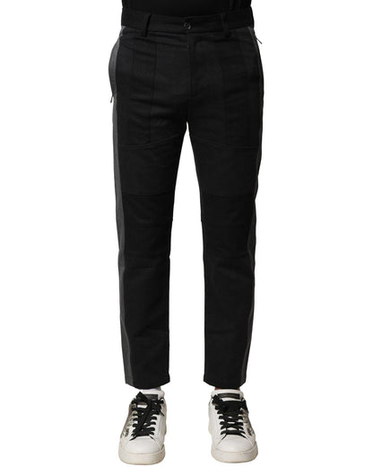 Dolce &amp; Gabbana – Schmal zulaufende Hose aus Baumwolle in Schwarz und Grau für Herren