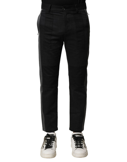 Dolce &amp; Gabbana – Schmal zulaufende Hose aus Baumwolle in Schwarz und Grau für Herren