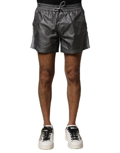 Dolce &amp; Gabbana – Graue, lässige Bermudashorts aus Polyester mit mittlerer Taille