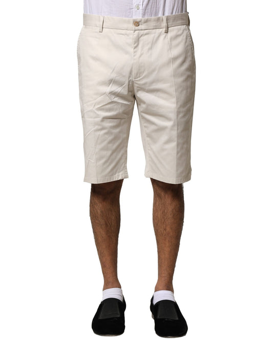 Dolce &amp; Gabbana – Beige Bermudashorts aus Baumwollstretch mit mittlerer Taille