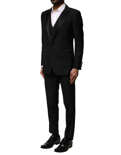 Dolce &amp; Gabbana Black Wool 3 Piece Single Breasted Suit