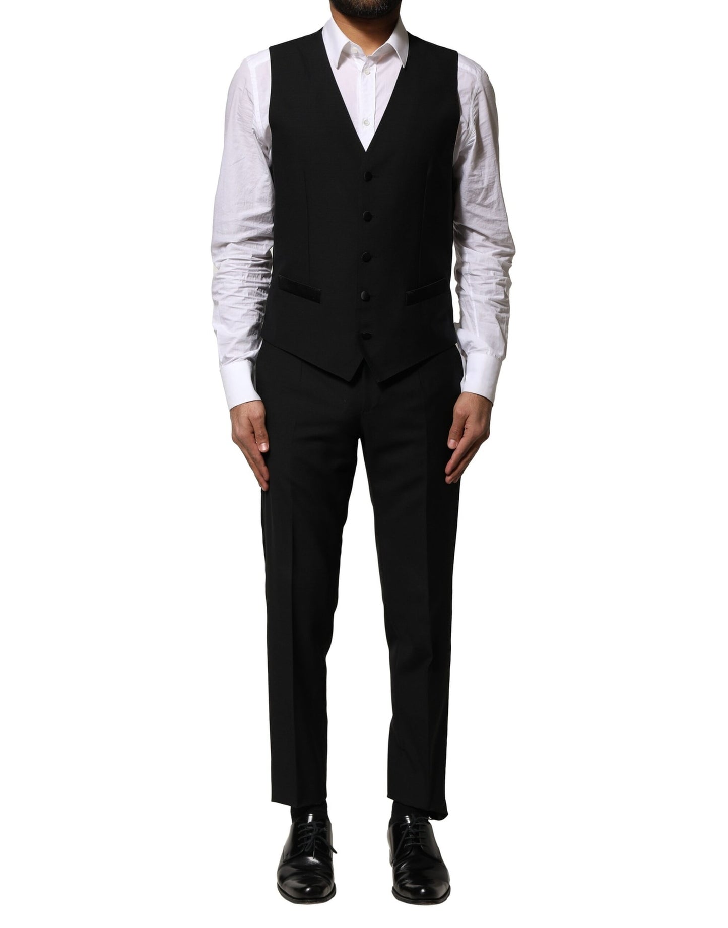 Dolce &amp; Gabbana Black Wool 3 Piece Single Breasted Suit