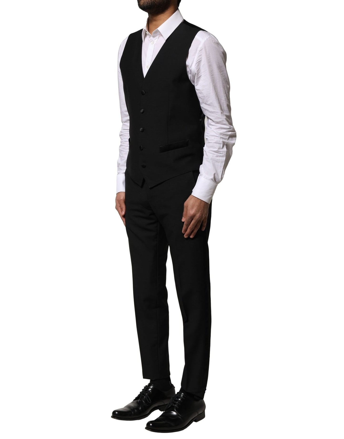 Dolce &amp; Gabbana Black Wool 3 Piece Single Breasted Suit