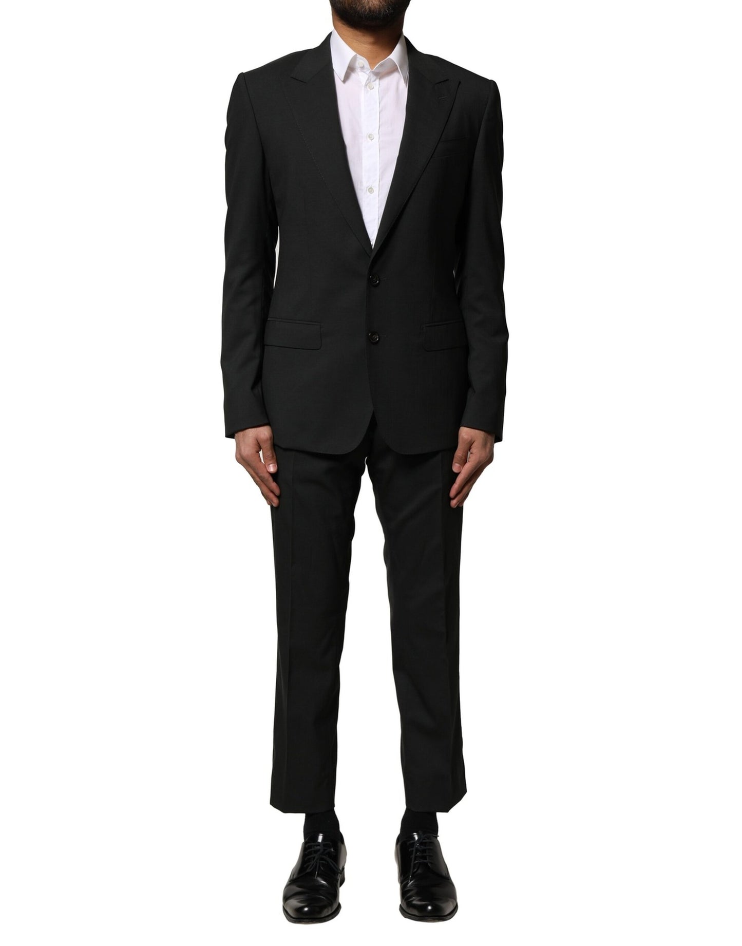 Dolce &amp; Gabbana Black Wool 2 Piece Single Breasted Suit