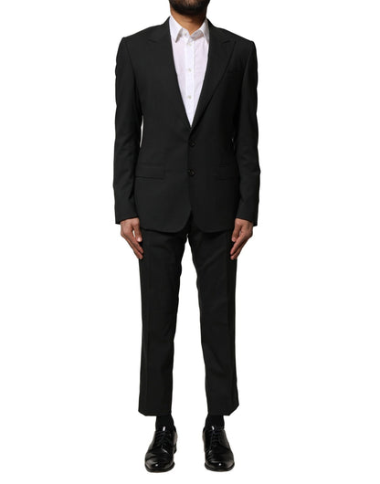Dolce &amp; Gabbana Black Wool 2 Piece Single Breasted Suit