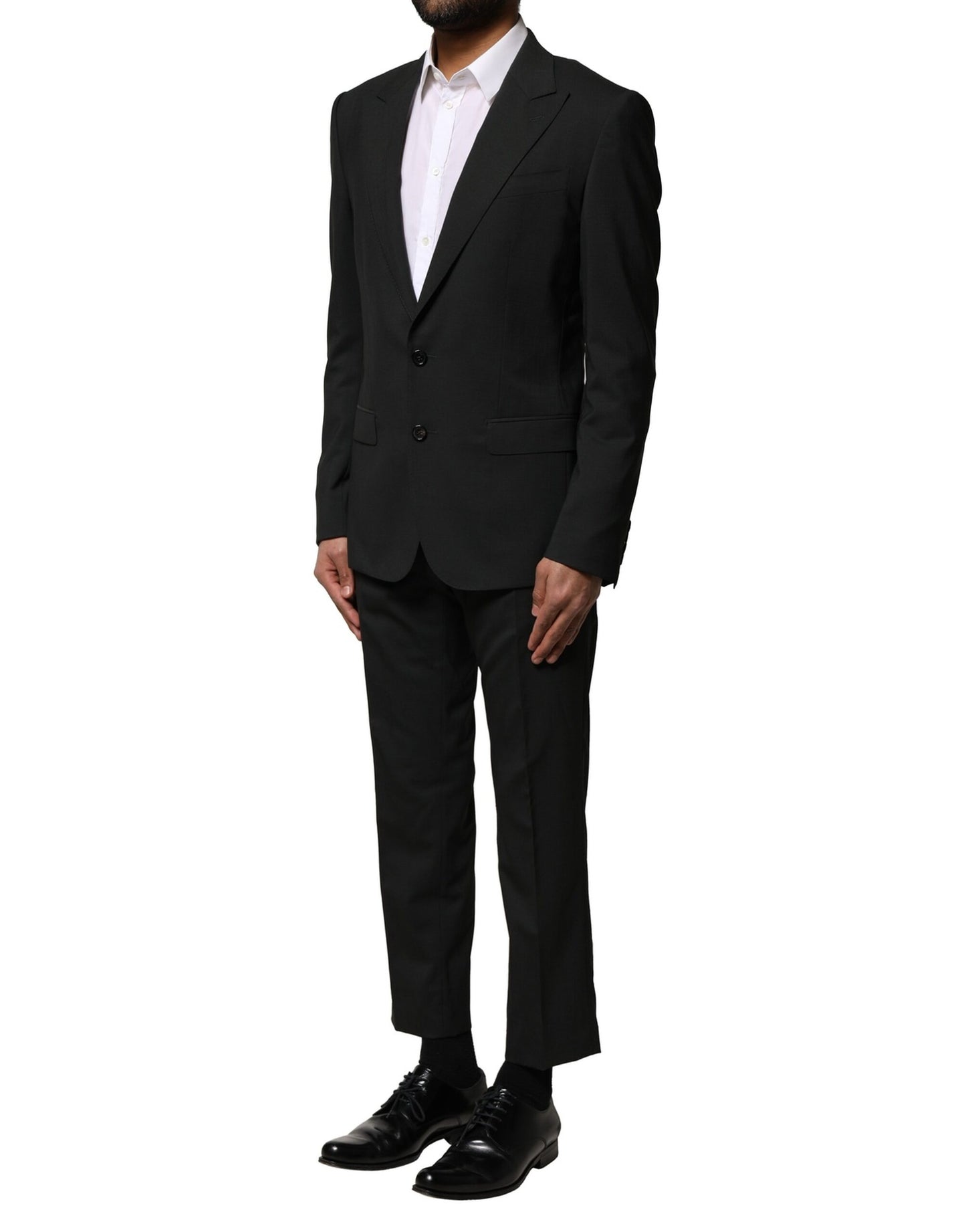 Dolce &amp; Gabbana Black Wool 2 Piece Single Breasted Suit