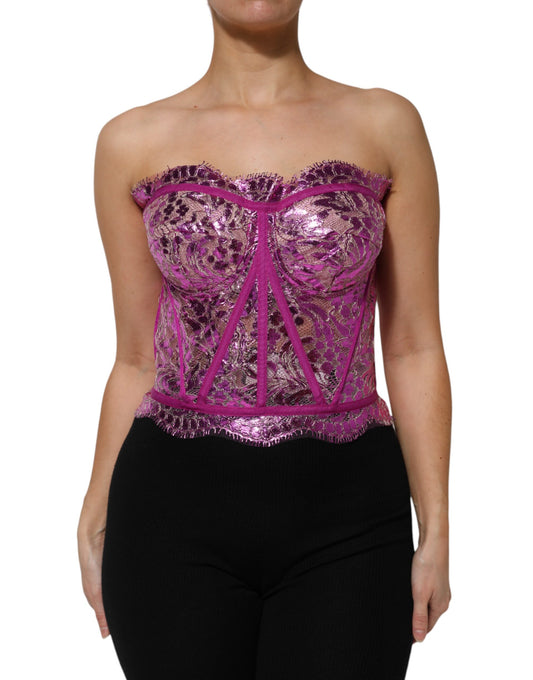 Dolce &amp; Gabbana – Rosafarbenes, ärmelloses Bustier-Korpus-Bluse-Top